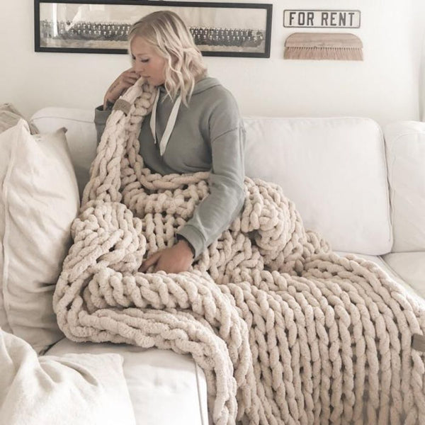 INFINITE CHUNKY KNIT BLANKET | BIG  -  OAT