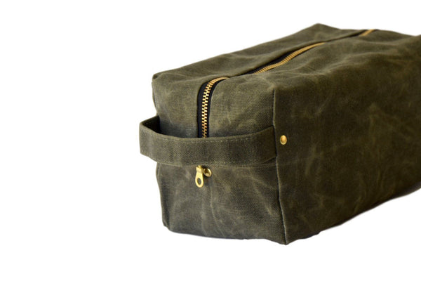 Susan Dopp Kit In Olive Green Waxed Canvas
